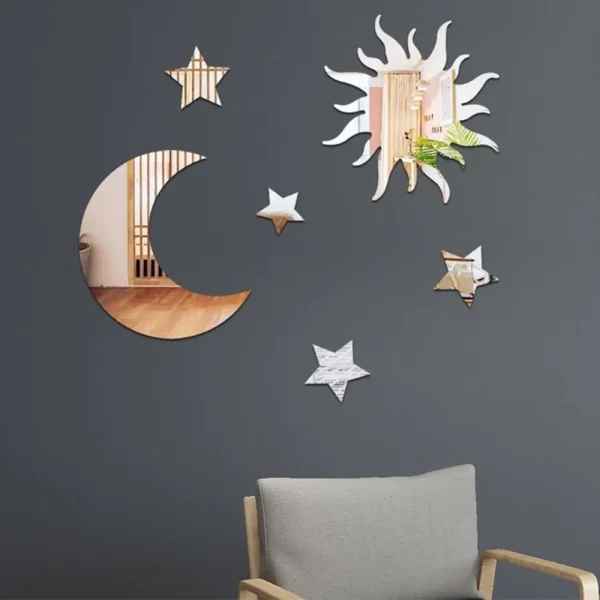 6pcs/set Creative Wall Sticker PVC Star Moon Combination - Image 2
