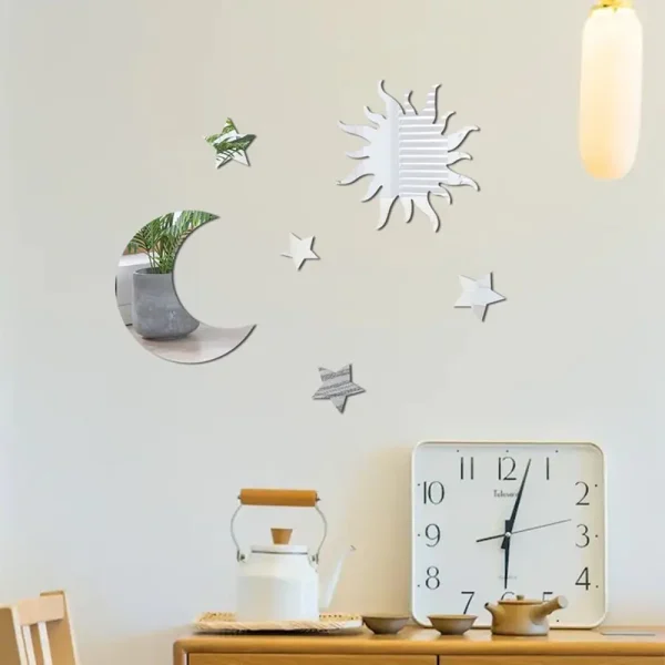 6pcs/set Creative Wall Sticker PVC Star Moon Combination