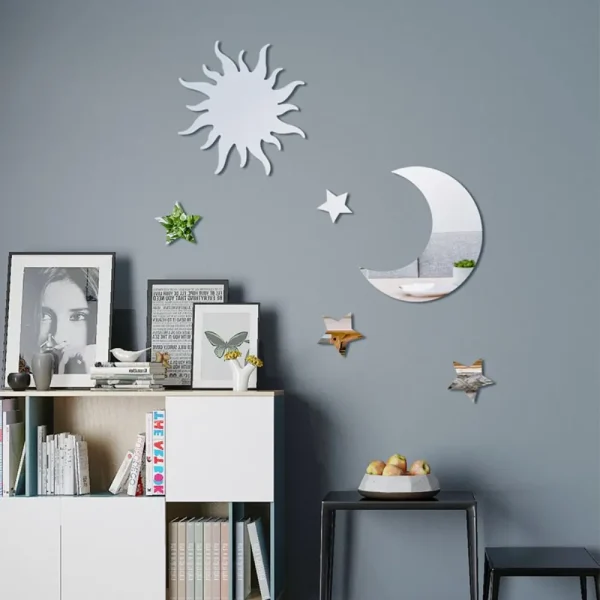 6pcs/set Creative Wall Sticker PVC Star Moon Combination - Image 3