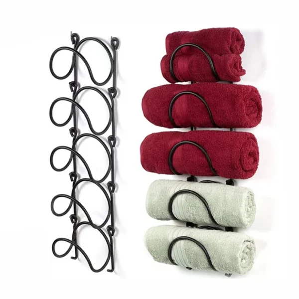 Iron Bathroom Towel Rack with Multifunctional Storage